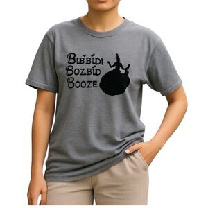 🔵 SALE 3/$25 BIBBIDI BOBBIDI BOOZE PRINCESS GRAPHIC GRAY SHORT SLEEVE TSHIRT TOP